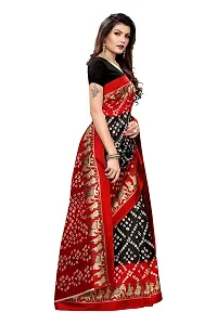 NITA CREATION Beautiful Women?S Art Silk Woven Saree With Bandhani Hathi Print and Blouse Piece (Red Black)-thumb1