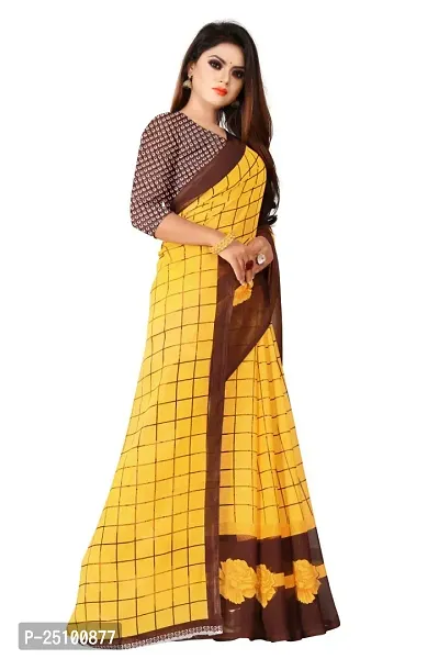 NITA CREATION Women's Georgette Woven Saree With Blouse Piece (Pavitra Woven Sarees_Yellow)-thumb3