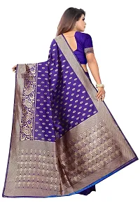 NITA CREATION Fashionista Women's Banarasi Jacquard Silk Woven Saree With Blouse Piece (Purple)-thumb2