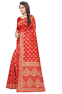 NITA CREATION Fashionista Women's Banarasi Jacquard Silk Woven Saree With Blouse Piece (Red)-thumb2