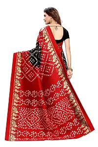 NITA CREATION Beautiful Women?S Art Silk Woven Saree With Bandhani Hathi Print and Blouse Piece (Red Black)-thumb3