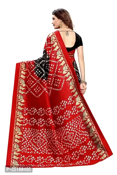 NITA CREATION Beautiful Women?S Art Silk Woven Saree With Bandhani Hathi Print and Blouse Piece (Red Black)-thumb4