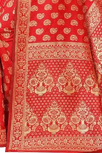 NITA CREATION Fashionista Women's Banarasi Jacquard Silk Woven Saree With Blouse Piece (Red)-thumb1