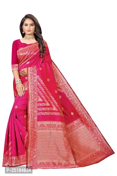 NITA CREATION Fashionista Women's Banarasi Jacquard Silk Woven Saree With Blouse Piece (Pink)