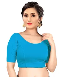 NITA CREATION Women's Linen Woven Saree With Blouse Pieces (Sky Blue)-thumb3