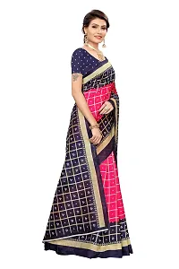 NITA CREATION Women's Art Silk Woven Saree With Blouse Piece (Bandhani Checks_Navy Pink)-thumb2