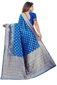 NITA CREATION Fashionista Women's Banarasi Jacquard Silk Woven Saree With Blouse Piece (Blue)-thumb2