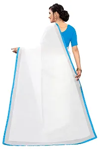 NITA CREATION Women's Linen Woven Saree With Blouse Pieces (Sky Blue)-thumb2