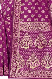 NITA CREATION Fashionista Women's Banarasi Jacquard Silk Woven Saree With Blouse Piece (Wine Pink)-thumb1