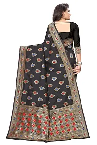 NITA CREATION Fashionista Women's Banarasi Jacquard Silk Woven Saree With Blouse Piece (Black)-thumb3