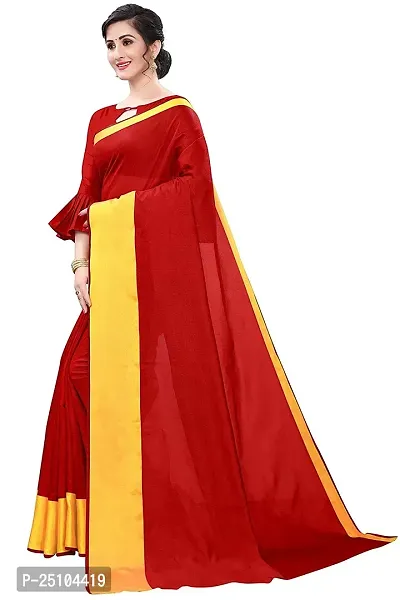 NITA CREATION Elegant Women's Cotton Silk Woven Saree With Blouse Piece(Monika Woven Sarees_Red)-thumb3