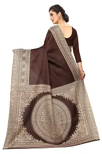 NITA CREATION Kalamkari Woven Saree For Women With Blouse Piece Printed Khadi Silk Material (Coffee Brown)-thumb2