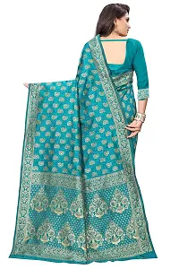 NITA CREATION Fashionista Women's Banarasi Jacquard Silk Woven Saree With Blouse Piece (Rama Green)-thumb3