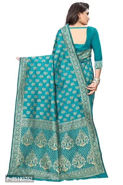 NITA CREATION Fashionista Women's Banarasi Jacquard Silk Woven Saree With Blouse Piece (Rama Green)-thumb4