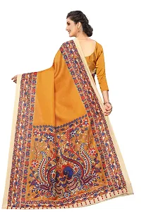 NITA CREATION Exclusive Kalamkari Woven Sarees For Women With Blouse Piece Printed Khadi Silk Material (Mustard Yellow)-thumb2