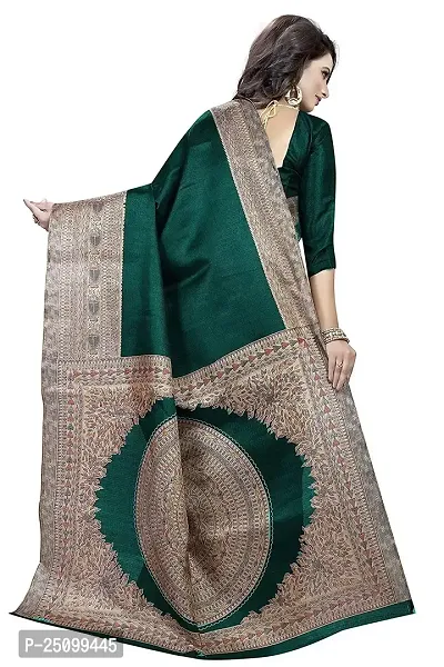 NITA CREATION Kalamkari Woven Saree For Women With Blouse Piece Printed Khadi Silk Material (Green)-thumb3