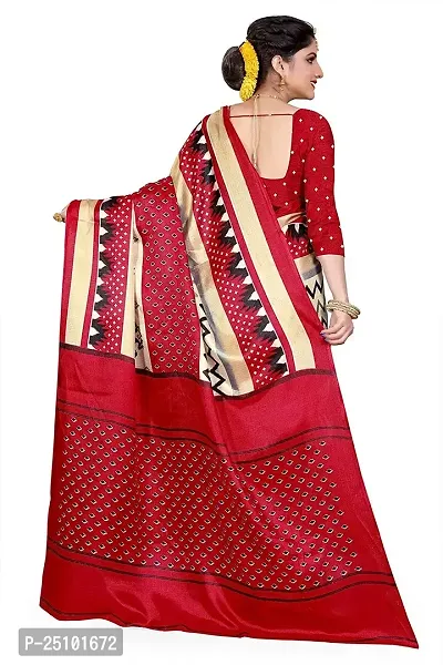 NITA CREATION Women Ethnic Wear Khadi Silk Woven Saree With Blouse Piece (Zigzag_Red)-thumb4