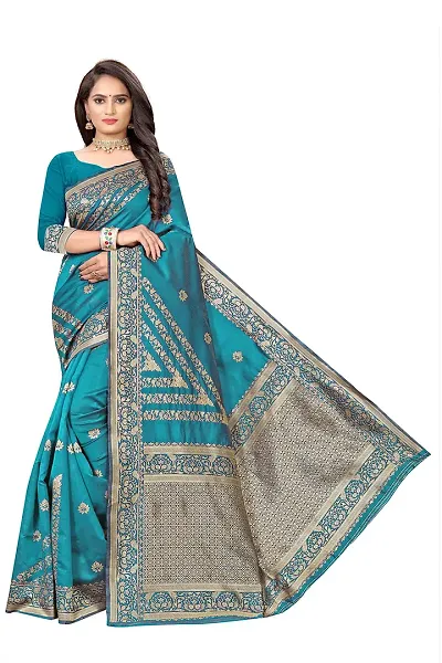 NITA CREATION Fashionista Women's Banarasi Jacquard Silk Woven Saree With Blouse Piece (Rama Green)