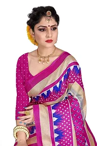 NITA CREATION Women Ethnic Wear Khadi Silk Woven Saree With Blouse Piece (Zigzag_Rani Pink)-thumb3