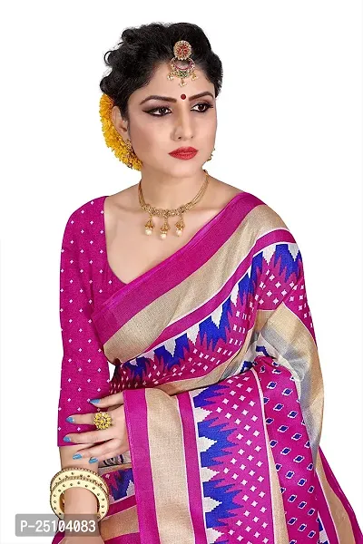 NITA CREATION Women Ethnic Wear Khadi Silk Woven Saree With Blouse Piece (Zigzag_Rani Pink)-thumb4