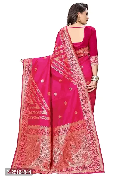 NITA CREATION Women's Fancy Banarasi Silk Jacquard woven Saree With Blouse Piece (PINK)-thumb2