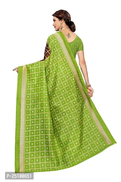 NITA CREATION Women's Art Silk Woven Saree With Blouse Piece (Bandhani Checks_Parrot Coffee Brown)-thumb4