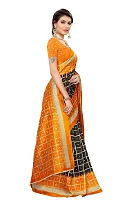 NITA CREATION Women's Art Silk Woven Saree With Blouse Piece (Bandhani Checks_Orange Black)-thumb2