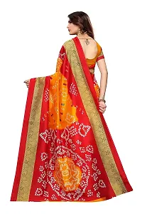 NITA CREATION Woven Multicolor Art Silk Bandhani Woven Saree With Blouse Piece (Yellow And Red)-thumb3