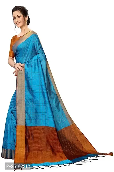 NITA CREATION Women's Fancy Vivam Woven Saree With Blouse Piece (Firozi Blue)-thumb2