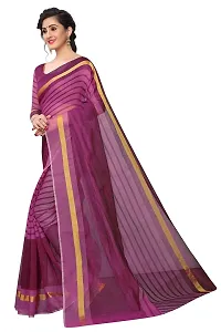 NITA CREATION Women's Woven Cotton Silk Woven Saree With Blouse Piece (Wine Pink)-thumb1