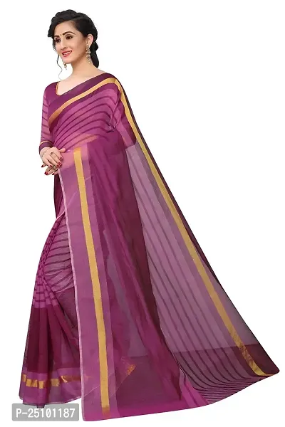 NITA CREATION Women's Woven Cotton Silk Woven Saree With Blouse Piece (Wine Pink)-thumb2