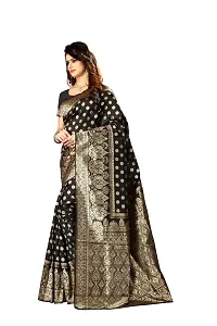 NITA CREATION Women's Linen Woven Saree With Blouse Pieces (Black)-thumb1