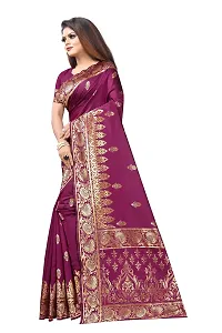 NITA CREATION Fashionista Women's Banarasi Jacquard Silk Woven Saree With Blouse Piece (Wine Pink)-thumb1