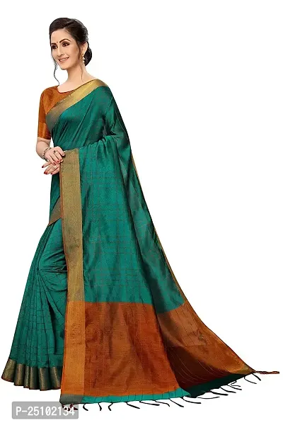 NITA CREATION Women's Fancy Vivam Woven Saree With Blouse Piece (Green)-thumb3