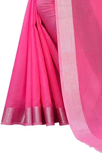 NITA CREATION Women's Woven Cotton Silk Woven Saree With Blouse Piece (Pink)-thumb3