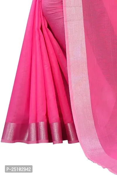 NITA CREATION Women's Woven Cotton Silk Woven Saree With Blouse Piece (Pink)-thumb4