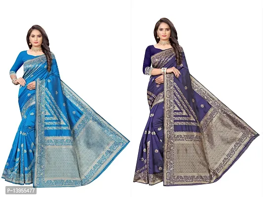 Fancy Silk Blend Saree with Blouse Piece for Women