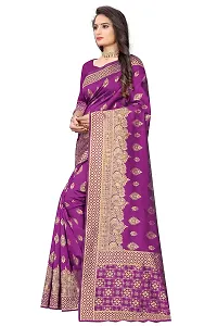 NITA CREATION Fashionista Women's Banarasi Jacquard Silk Woven Saree With Blouse Piece (Wine Pink)-thumb3