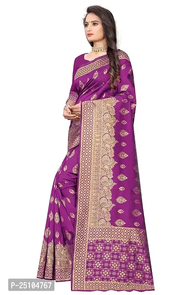 NITA CREATION Fashionista Women's Banarasi Jacquard Silk Woven Saree With Blouse Piece (Wine Pink)-thumb4