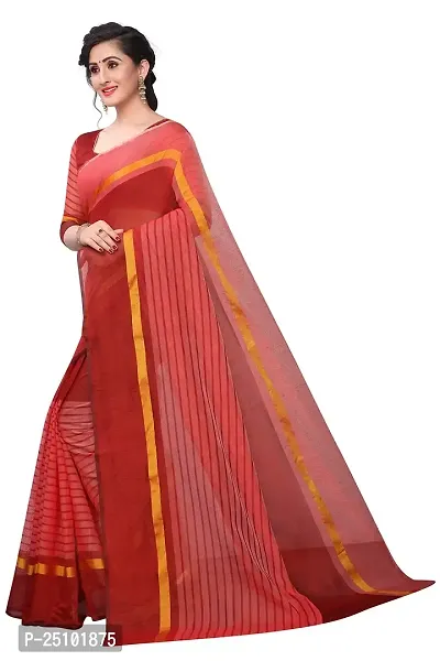 NITA CREATION Women's Woven Cotton Silk Woven Saree With Blouse Piece (Maroon)-thumb2