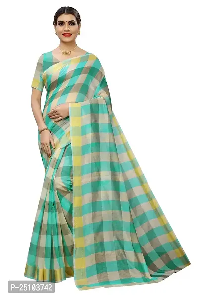 NITA CREATION Women's Cotton Silk Woven Saree With Blouse Piece(Darbar Woven Sarees (Rama Green)