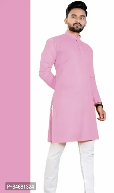 Stylish Pink Cotton Blend Kurta Sets For Men-thumb0