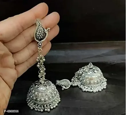 Peacock Designer Traditional Oxidized Afghani Style Big Jhumka Earrings For Women And Girls