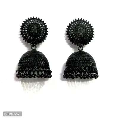 Elegant Black Small Jhumka  Earrings With Beads For Girls and Women-thumb0