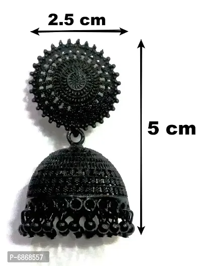 Elegant Black Small Jhumka  Earrings With Beads For Girls and Women-thumb2