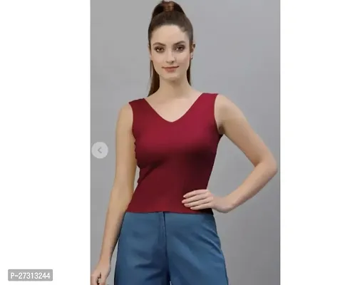 Elegant Maroon Lycra Solid Top For Women-thumb0