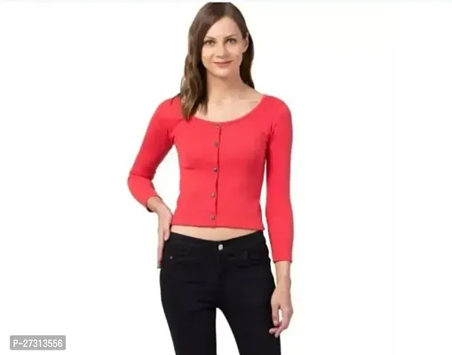 Elegant Red Lycra Solid Top For Women-thumb0