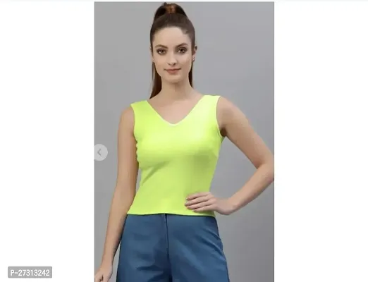 Elegant Green Lycra Solid Top For Women-thumb0