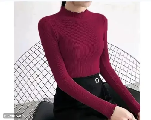 Elegant Maroon Lycra Solid Top For Women-thumb0