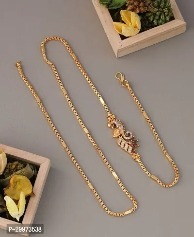 American Diamond Copper Gold Plated 24 Inch Mugappu Mop chain For Women-thumb0